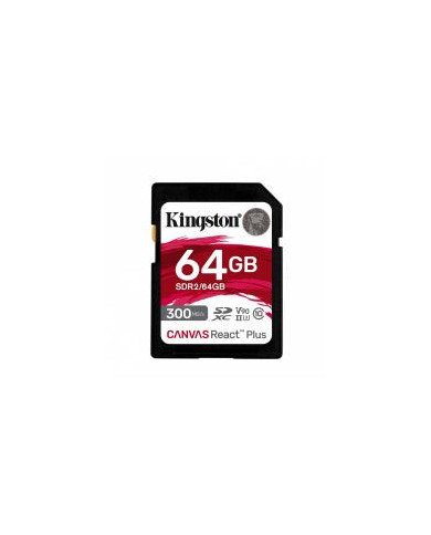 MEMORIA FLASH SD KINGSTON SDXC CANVAS REACT PLUS 64GB 300R 260W UHS II U3 V90 SDR 64GB