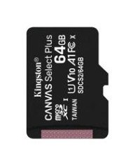 MEMORIA FLASH MICRO SD KINGSTON SDXC CANVAS SELECT PLUS 64GB 100R UHS I U1 V10 SIN ADAPTADOR SDCS2 64GBSP