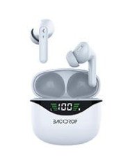 AUDIFONOS INALAMBRICOS TWS BACKDROP CONTROL TACTIL CAJA DE CARGA CON PANTALLA MANOS LIBRES 10M COLOR BLANCO