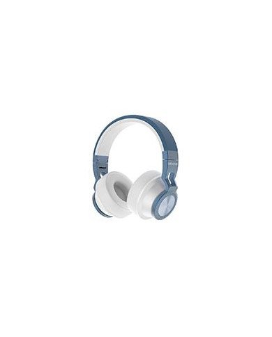 AUDIFONOS BACKDROP INALAMBRICOS DE DIADEMA BLUETOOTH ALAMBRICOS COLOR BLANCO CON AZUL