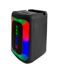 BOCINA INALAMBRICA BLUETOOTH RECARGABLE PORTATIL LUZ RGB DUAL 4 PULGADAS FUNCION TWS PERFECT CHOICE FESTA MINI NEGRO