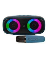 BOCINA INALAMBRICA BLUETOOTH PORTATIL CON MICROFONO KARAOKE RECARGABLE FUNCION TWS RESISTENTE A SALPICADURAS PERFECT CHOICE OUT