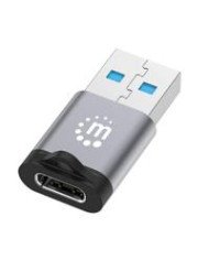 ADAPTADORMANHATTAN356305 USB C V32 GEN1 AM CH 5GBPS 3A ALUMINIO GRIS ESPACIAL NEGRO