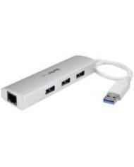 HUB USB 30 DE 3 PUERTOS CONCENTRADOR DE 3 PUERTOS USB 30 CON ADAPTADOR DE RED ETHERNET GIGABIT HUB PORTATIL DE ALUMINIO STARTEC