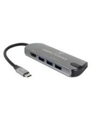 ADAPTADOR HUB CONECTOR USB TIPO C CON 3 PUERTOS USB A HEMBRA 1 HDMI PERFECT CHOICE GRIS
