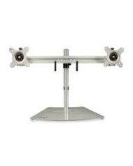 SOPORTE DE ESCRITORIO PARA 2 MONITORES SOPORTE ERGONOMICO DE SOBREMESA PARA 2 MONITORES DE 24 CON MONTAJE VESA CON MASTIL PLATA