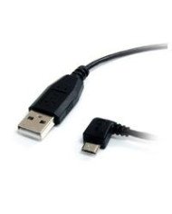 CABLE STARTECHCOM DE 18M USB A MICRO USB USB 20 A A MICRO B ACODADO EN ANGULO A LA IZQUIERDA NEGRO CABLE MICRO USB B