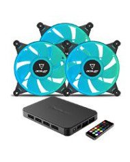 VENTILADORES OCELOT GAMING OFKIT 2 KIT 3 PIEZAS 120MM RGB HUB PARA 10X VENTILADORES RGB CONTROL REMOTO 385 CFM 1200 RPM 212 DB 
