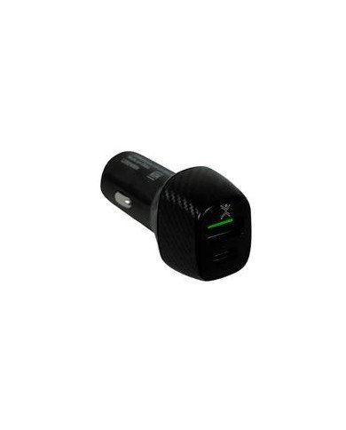 ADAPTADOR DE CORRIENTE PARA AUTO USB Y TIPO C PERFECT CHOICE NEGRO