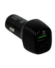 ADAPTADOR DE CORRIENTE PARA AUTO USB Y TIPO C PERFECT CHOICE NEGRO
