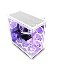 GABINETE NZXT H9 FLOW BLANCO VIDRIO TEMPLADO ATX MID TOWER CON 4 VENTILADORES GAMER