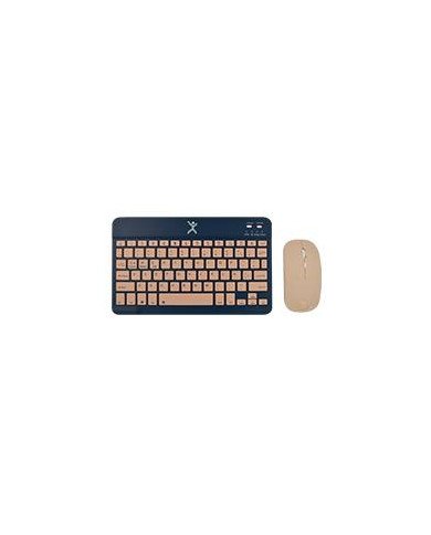 KIT TECLADO Y MOUSE INALAMBRICO BLUETOOTH RECARGABLE ERGONOMICO COMPACTO PERFECT CHOICE GENOVA AZUL