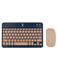 KIT TECLADO Y MOUSE INALAMBRICO BLUETOOTH RECARGABLE ERGONOMICO COMPACTO PERFECT CHOICE GENOVA AZUL