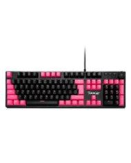 TECLADO MECANICO EXTENDIDO OCELOT ALAMBRICO ILUMINACION TIPO RGB CUBIERTA DE ABS COLOR NEGRO CON ROSA GAMER