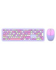 KIT 2 EN 1 TECLADO Y MOUSE INALAMBRICO CREATOR CHIC MK47 110 TECLAS MEMBRANA RATON OPTICO USB 24 GHZ 2 BOTONES SCROLL MORADO AC