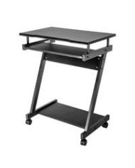 ESCRITORIOMANHATTAN207690 COMPACTO NEGRO CON RUEDAS Y BANDEJA PARA TECLADO REPISA INFERIOR PARA CPU